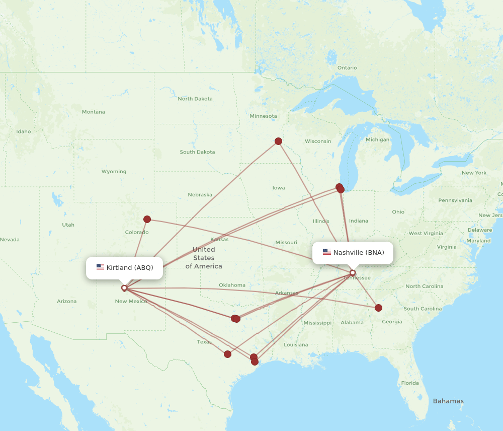 BNA-ABQ flight routes