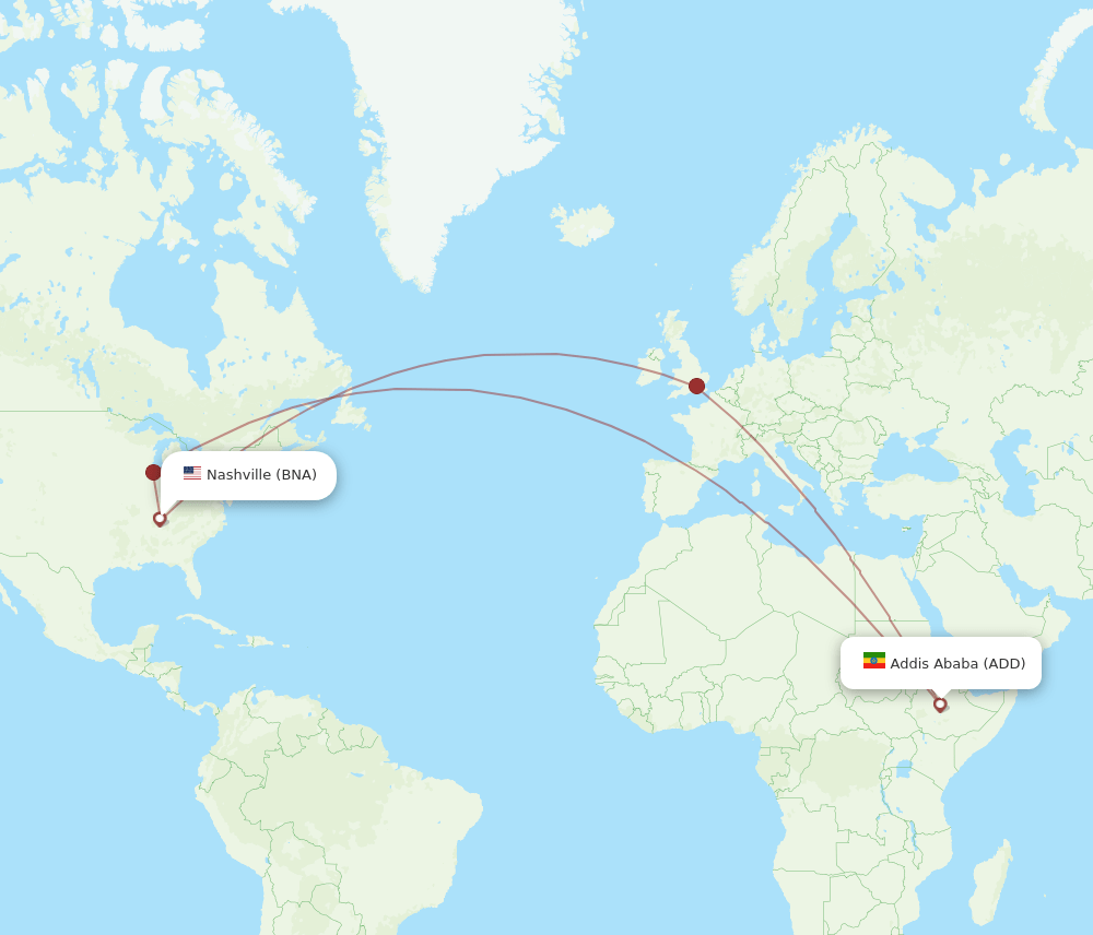 BNA-ADD flight routes