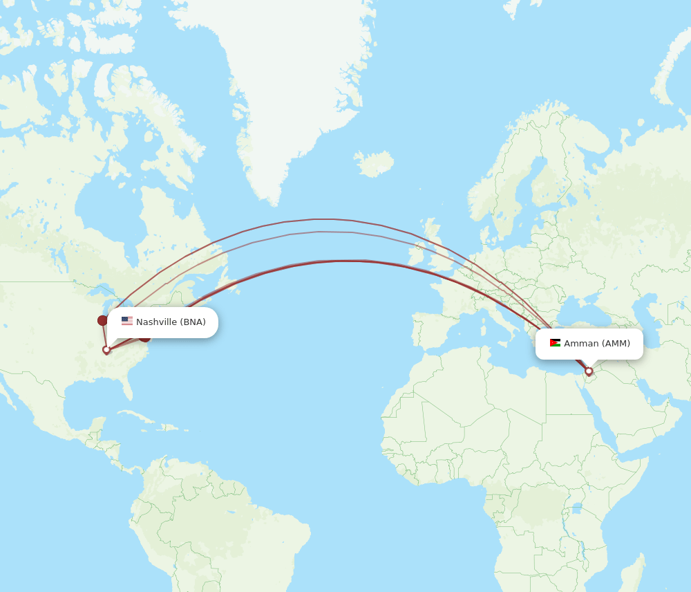 BNA-AMM flight routes