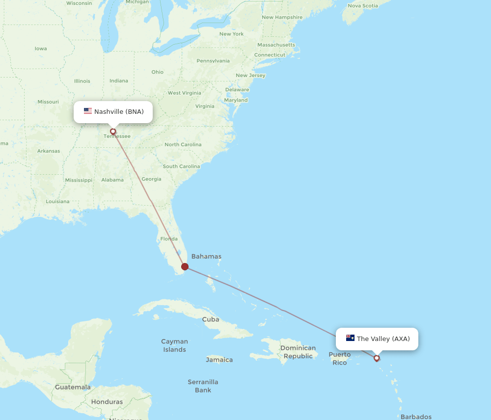 BNA-AXA flight routes