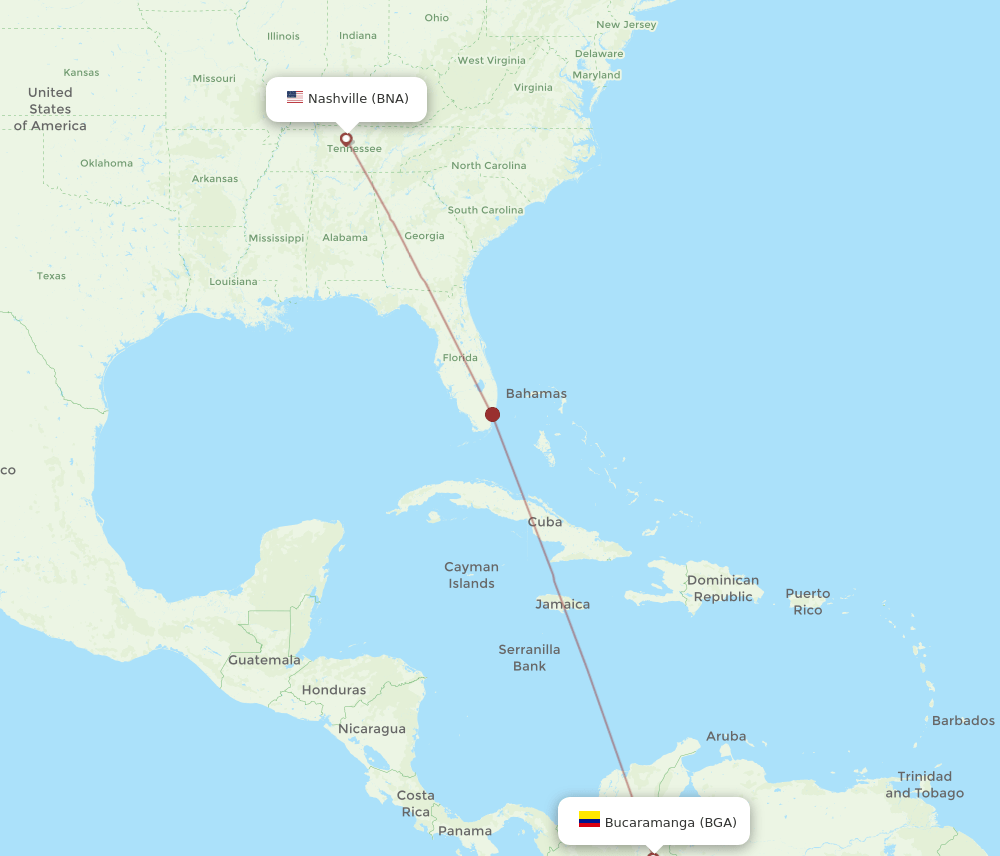 BNA-BGA flight routes