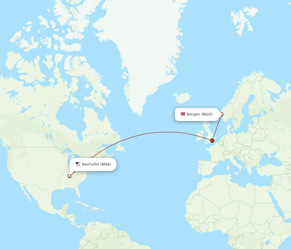 BNA-BGO flight routes