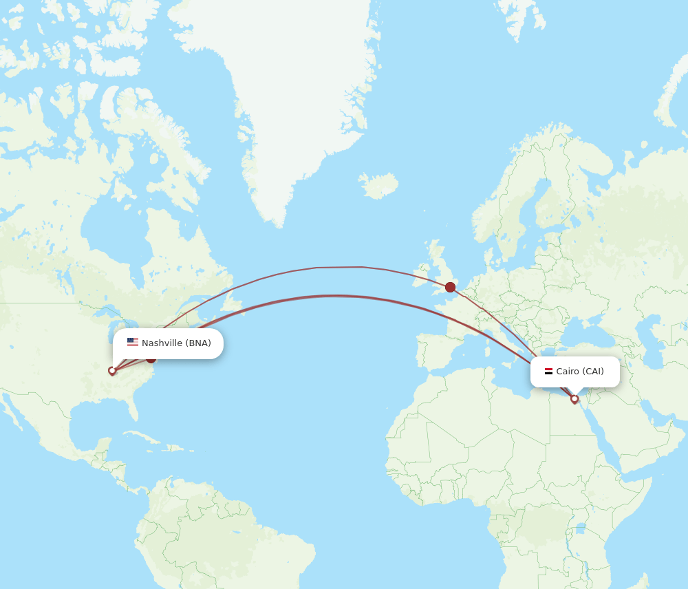 BNA-CAI flight routes