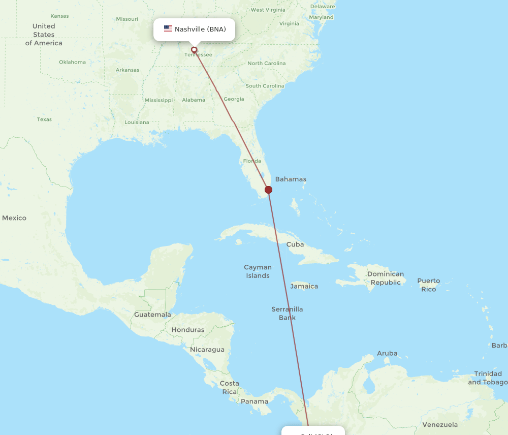BNA-CLO flight routes