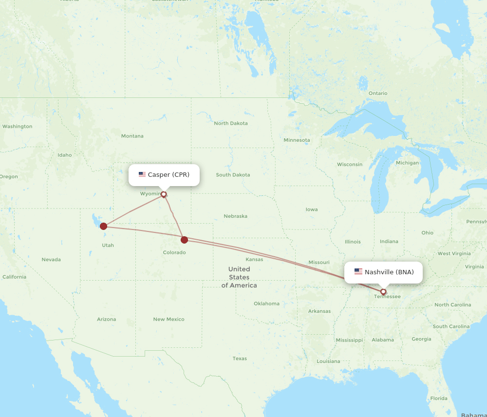 BNA-CPR flight routes