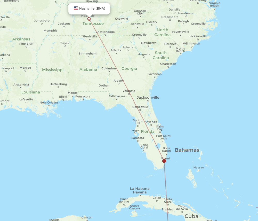 CYB to BNA flights and routes map