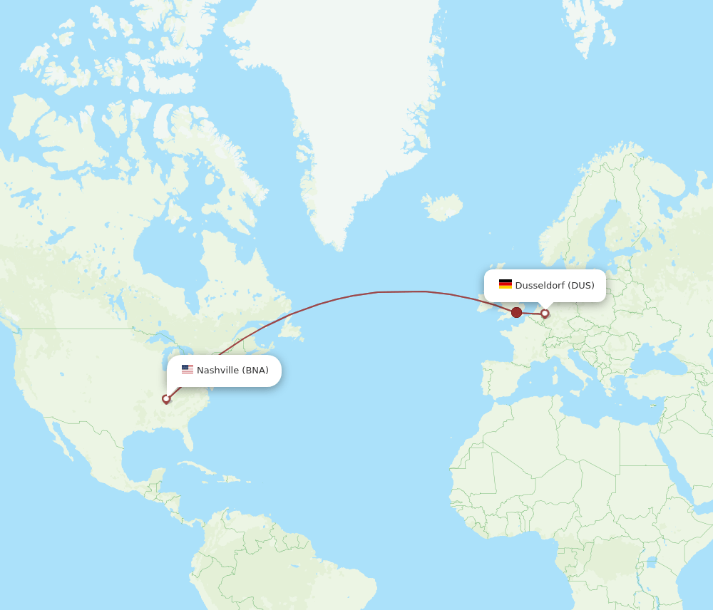 BNA-DUS flight routes