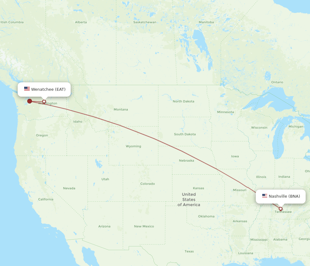 BNA to EAT flights and routes map
