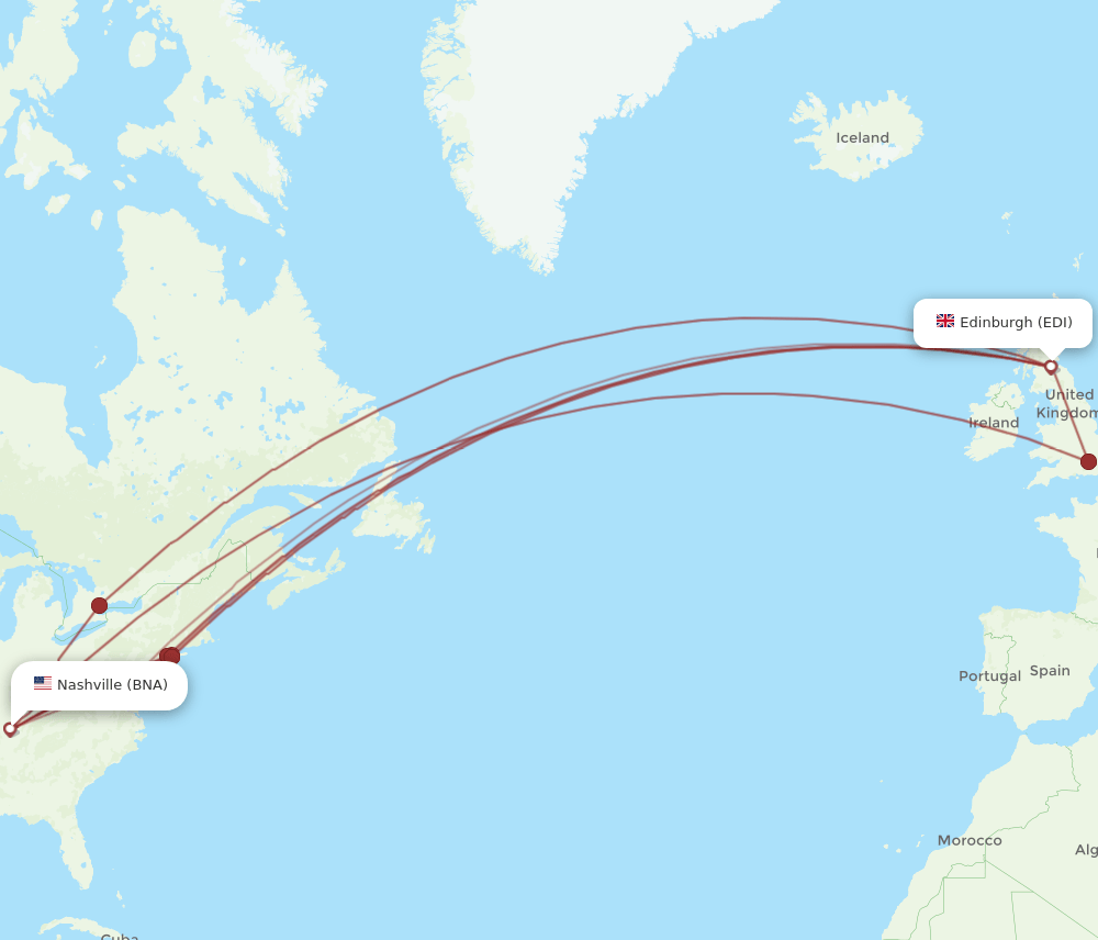 BNA-EDI flight routes