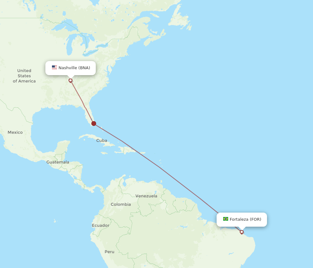 BNA-FOR flight routes