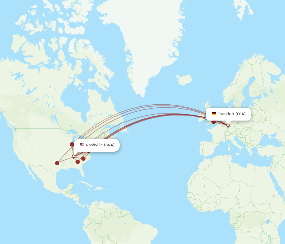 BNA-FRA flight routes