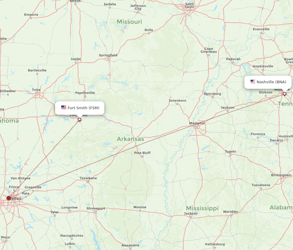 BNA-FSM flight routes