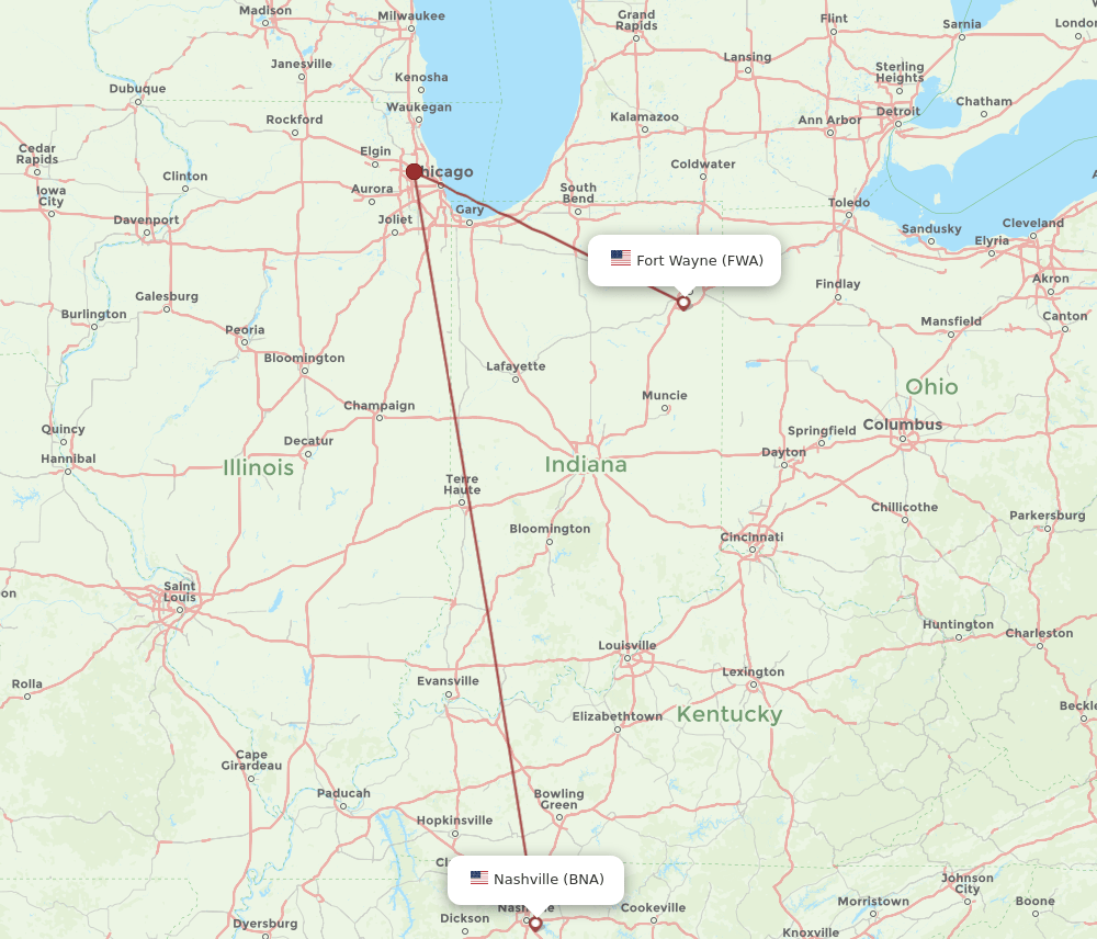BNA-FWA flight routes