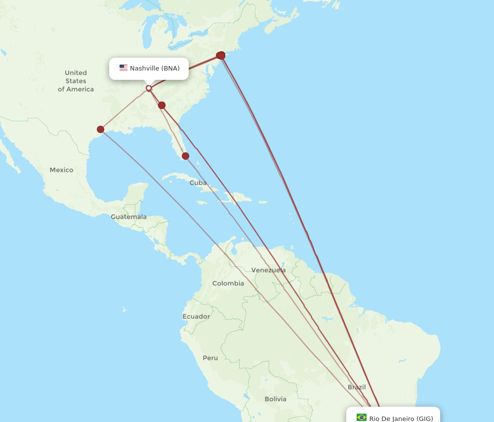 BNA-GIG flight routes