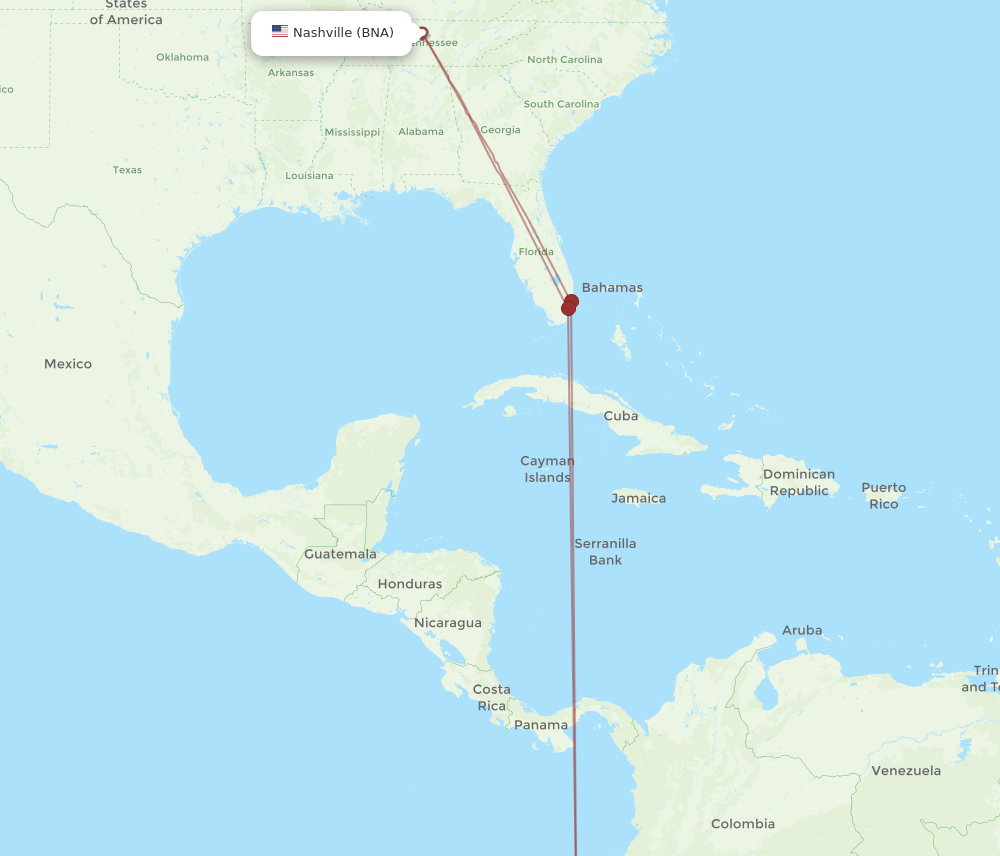 BNA-GYE flight routes