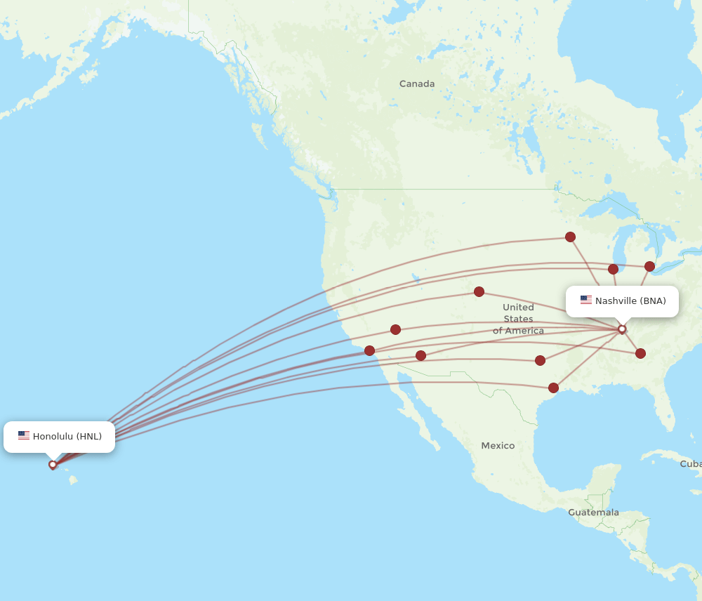 BNA-HNL flight routes