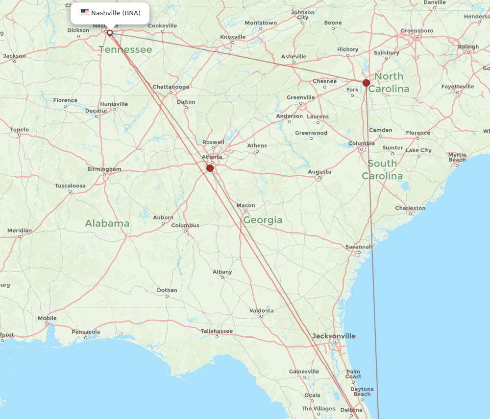 BNA-MLB flight routes