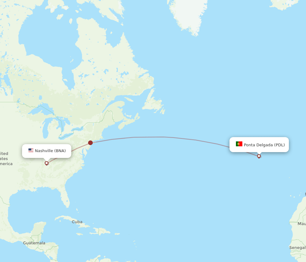 BNA-PDL flight routes