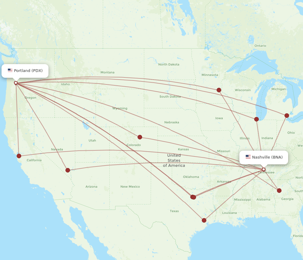 BNA-PDX flight routes