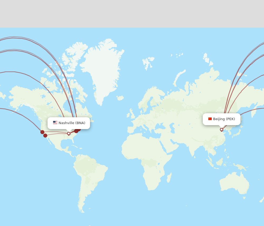 BNA-PEK flight routes