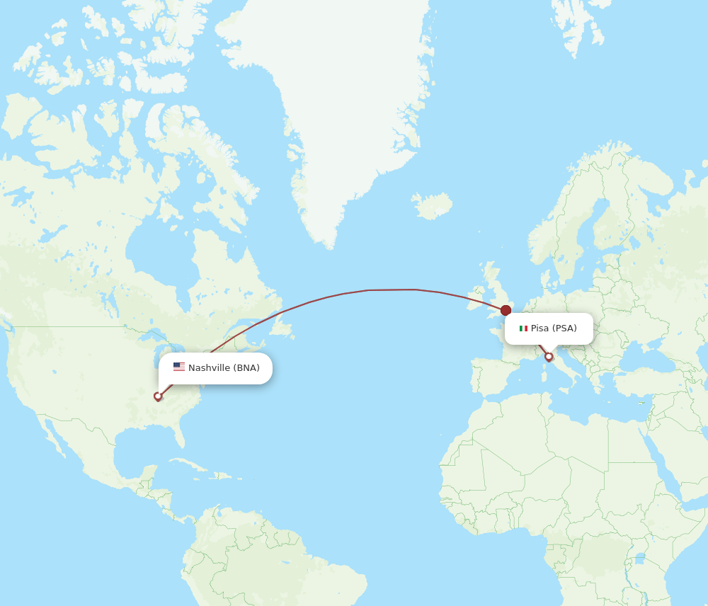 BNA-PSA flight routes