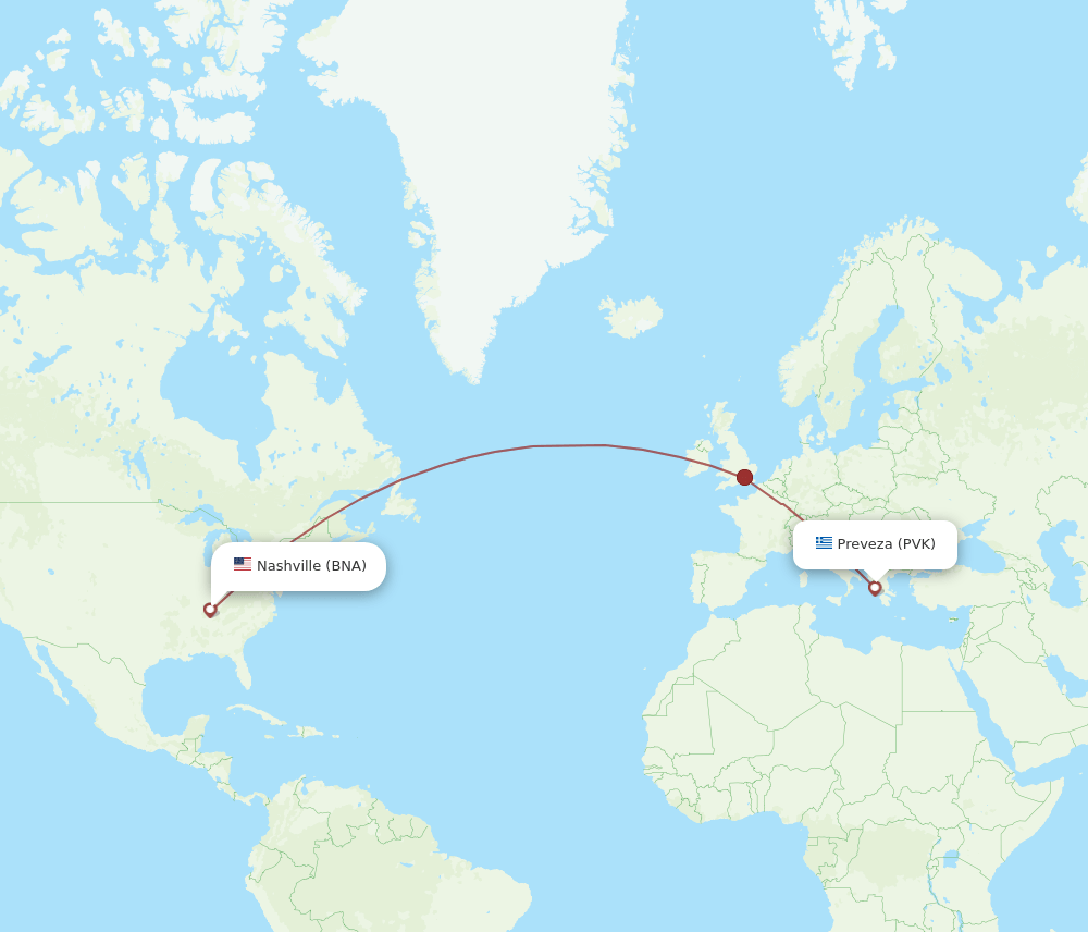 BNA-PVK flight routes