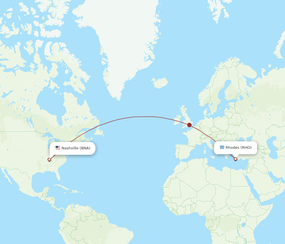 BNA-RHO flight routes