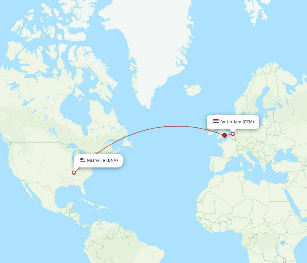 BNA to RTM flights and routes map