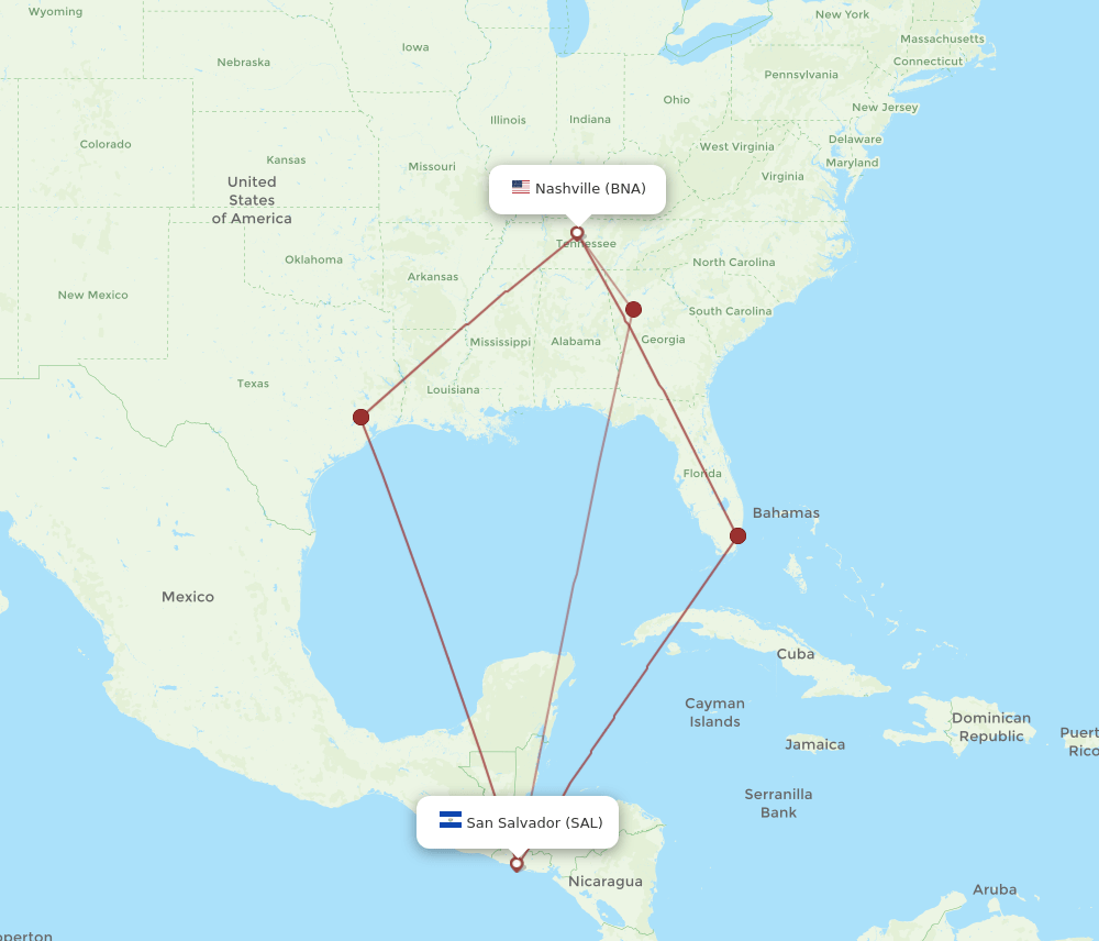 BNA-SAL flight routes
