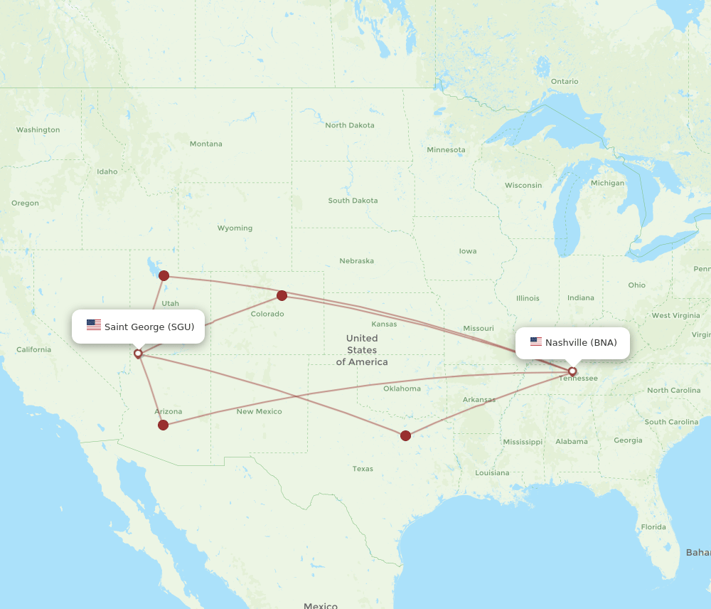 BNA-SGU flight routes