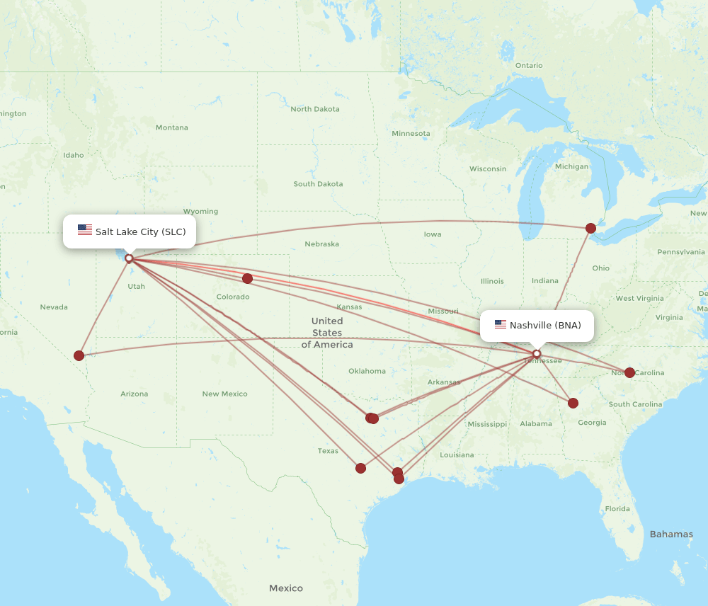 BNA-SLC flight routes