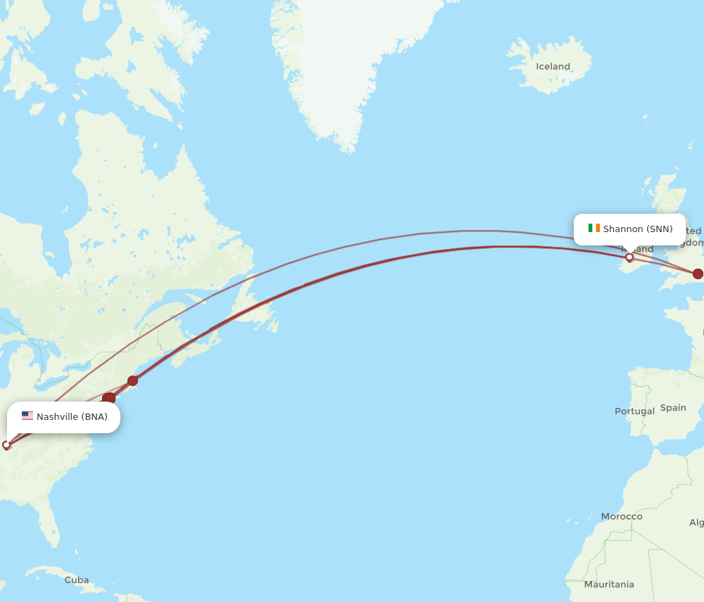 BNA-SNN flight routes