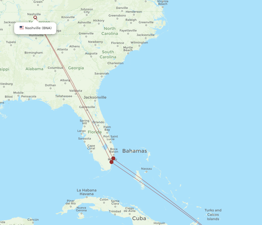 BNA-STI flight routes