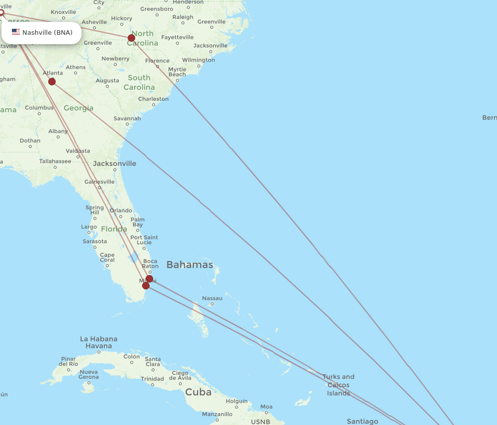 BNA-STX flight routes