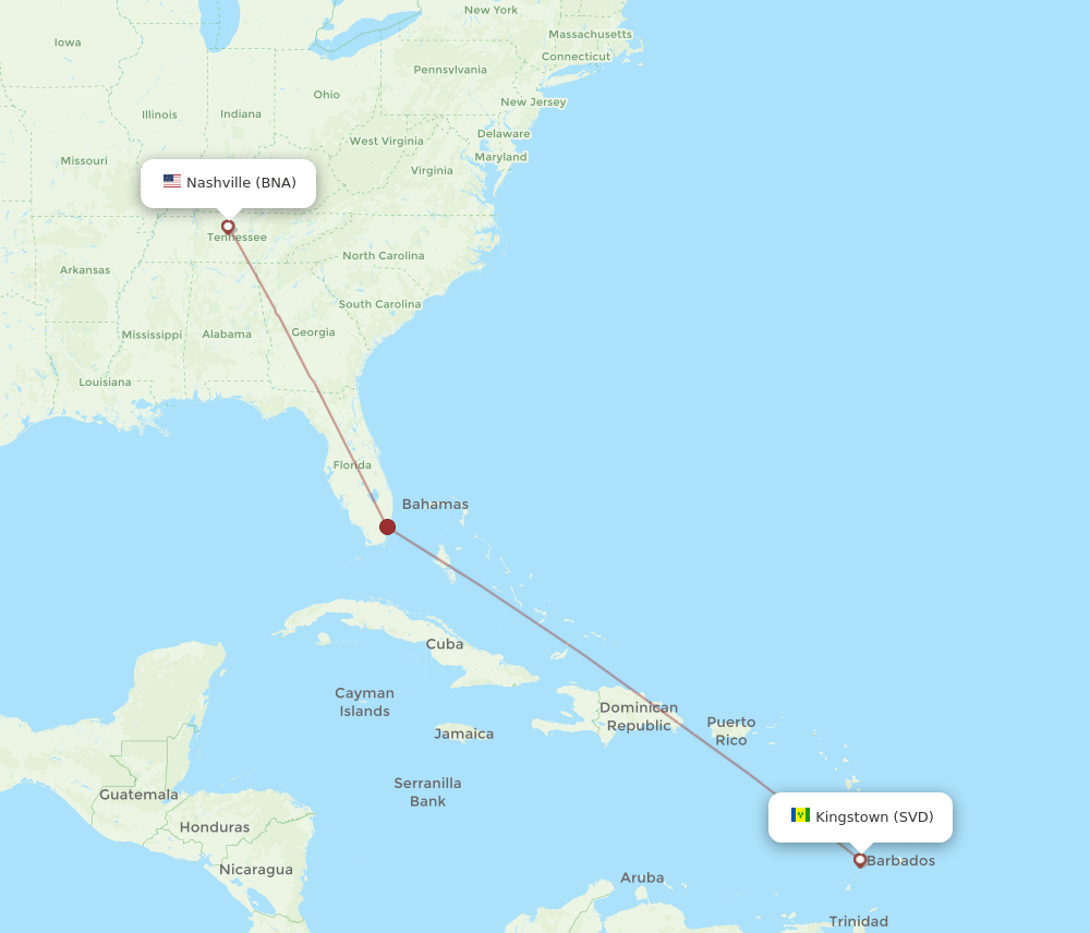 BNA-SVD flight routes