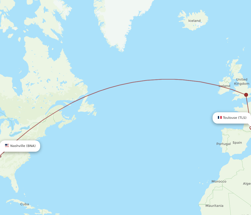 BNA-TLS flight routes