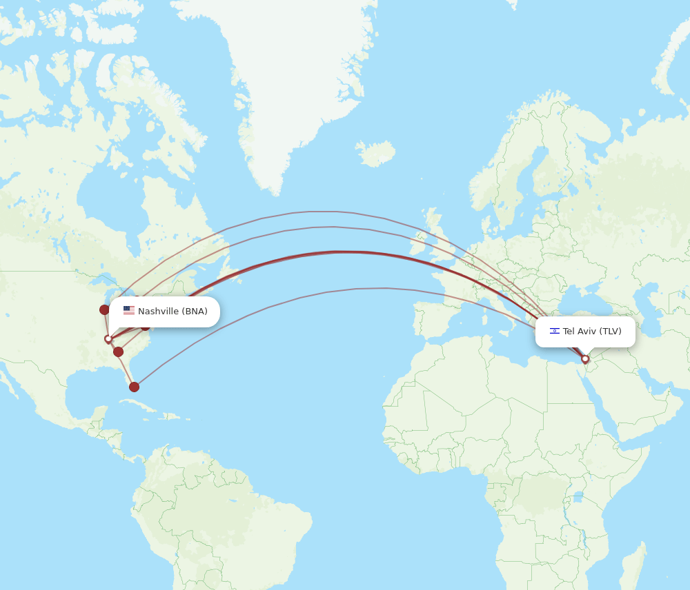 BNA-TLV flight routes