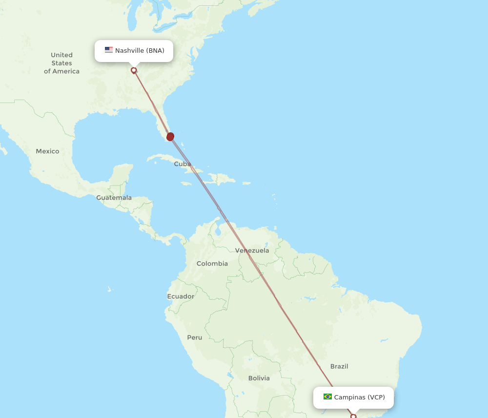VCP to BNA flights and routes map