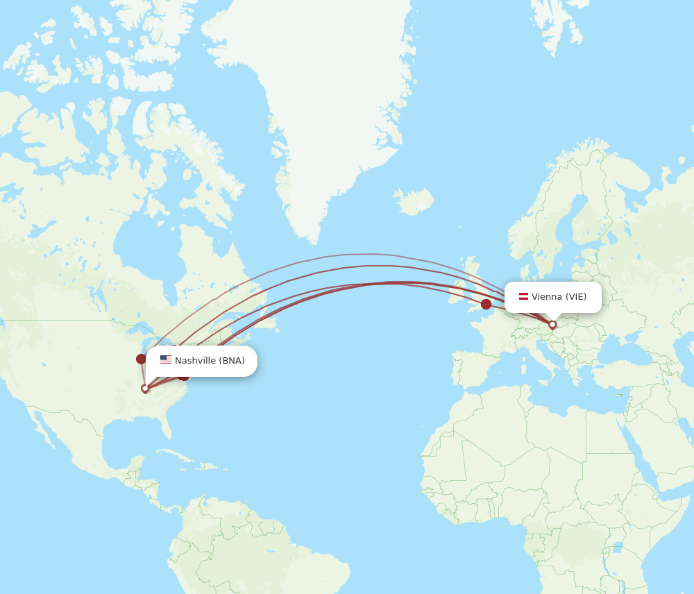 BNA-VIE flight routes