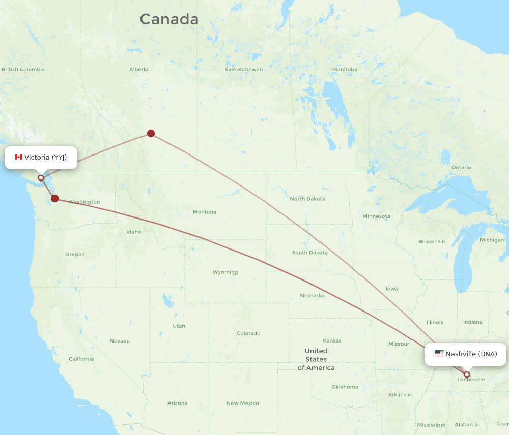 BNA-YYJ flight routes