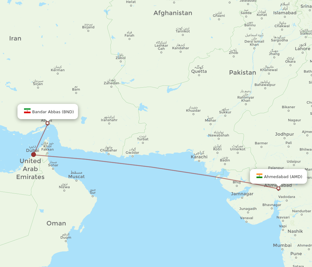 BND-AMD flight routes