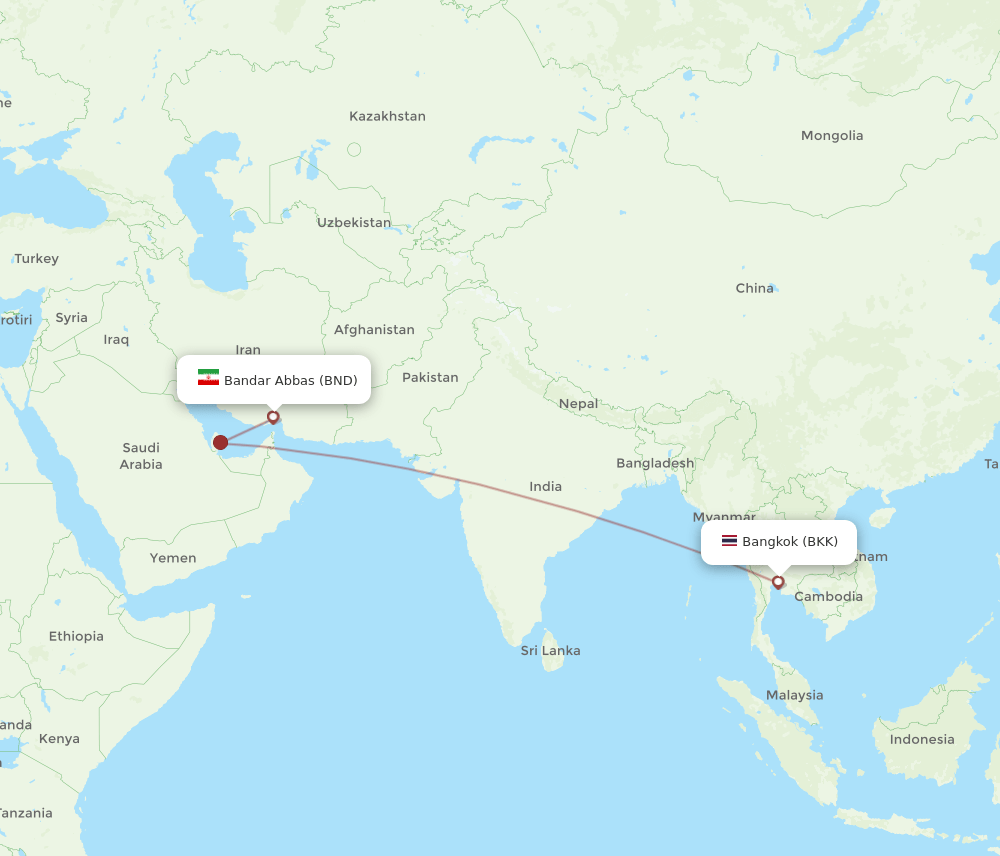 BND-BKK flight routes