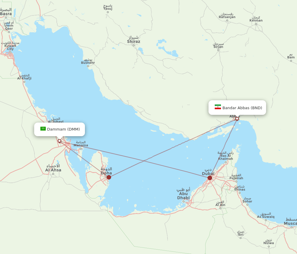 BND-DMM flight routes
