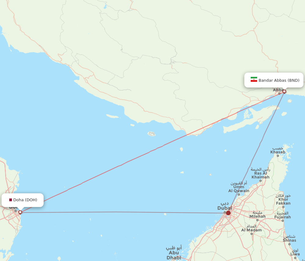 BND to DOH flights and routes map