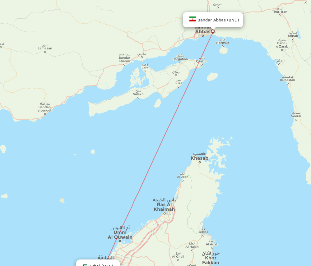 BND-DXB flight routes