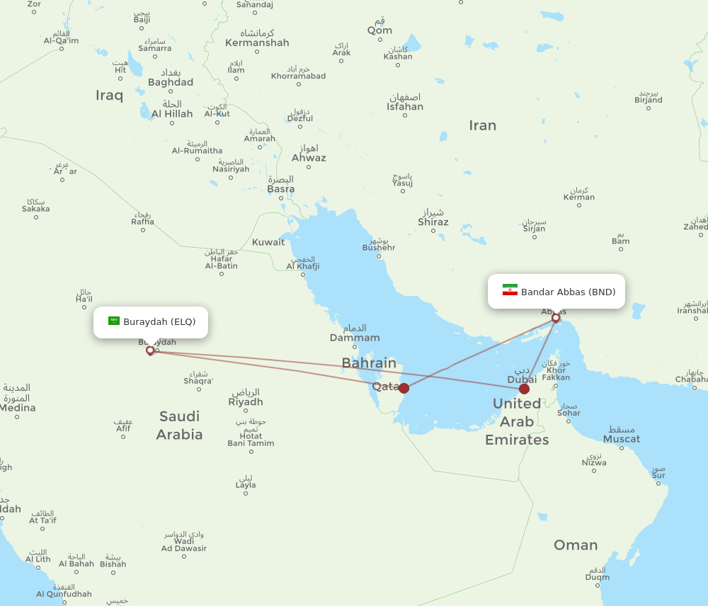 BND-ELQ flight routes