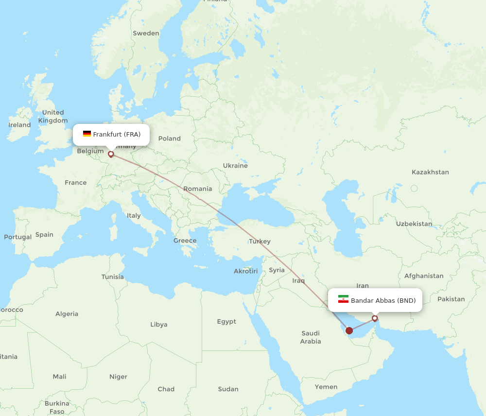 BND-FRA flight routes