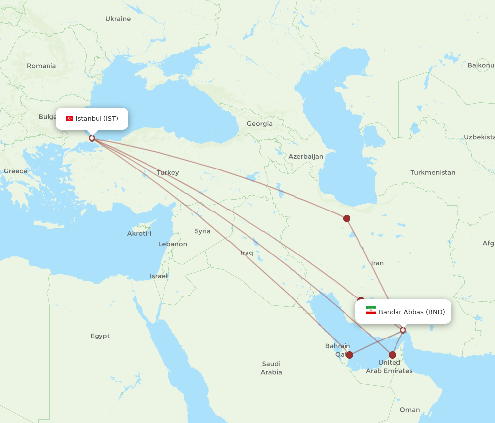 BND to IST flights and routes map