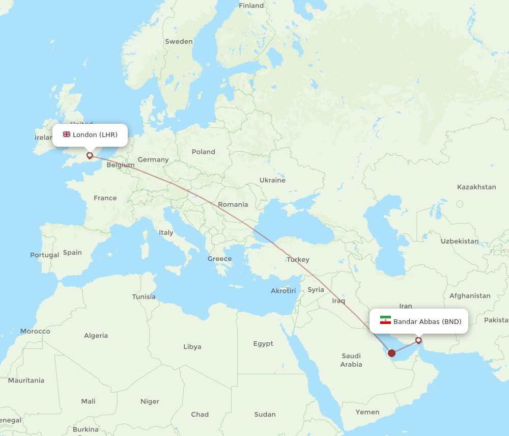 BND-LHR flight routes