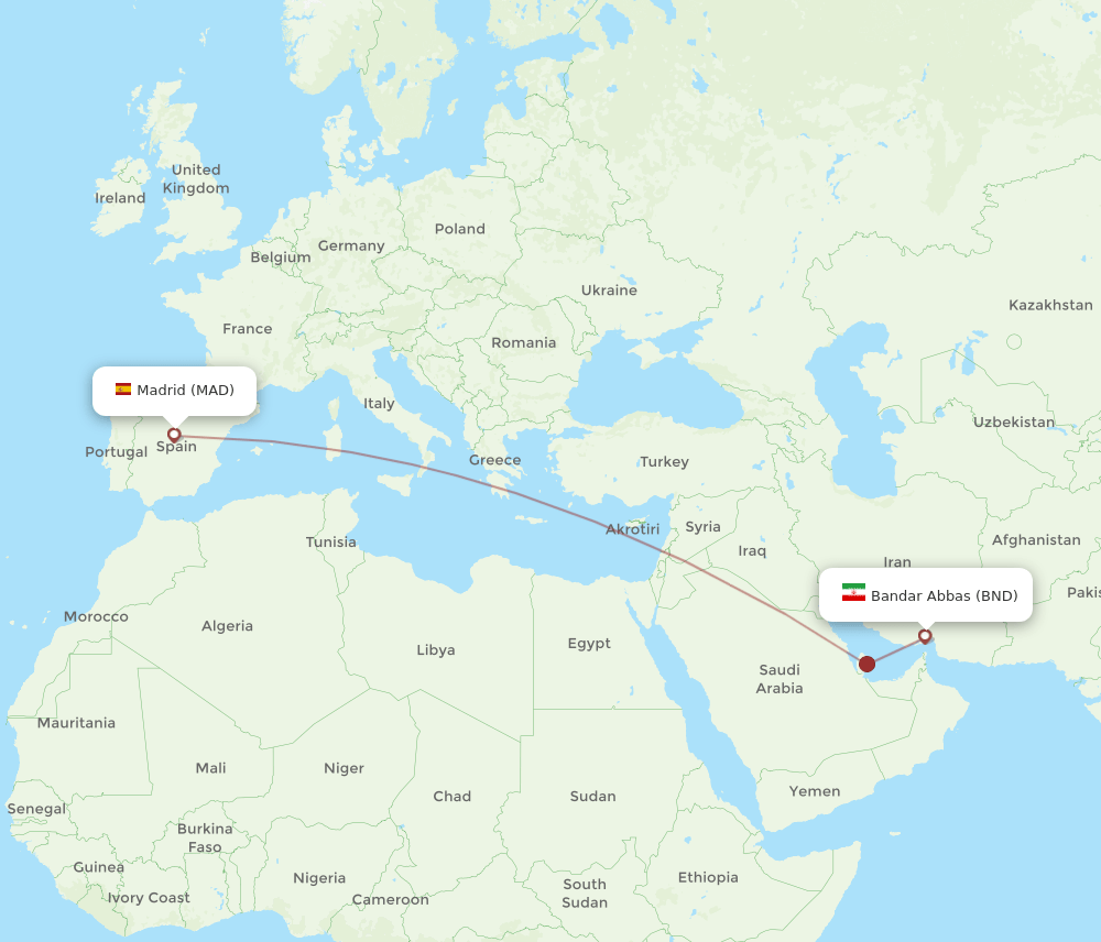 MAD to BND flights and routes map